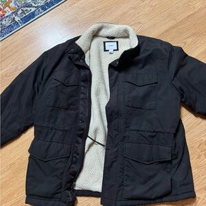 Old Navy Black Jacket with Cream Fleece xl